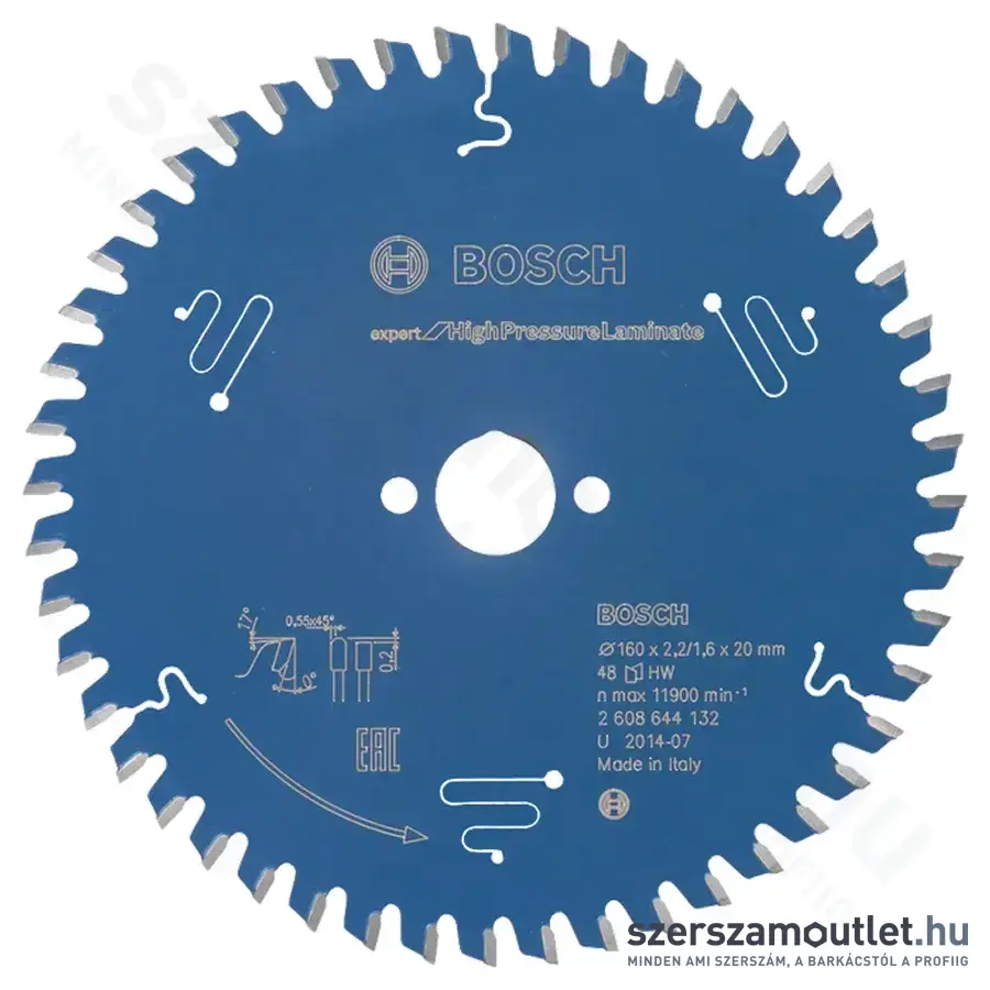 BOSCH Expert for High Pressure Laminate körfűrésztárcsa (160x20x2,2 mm) 48 fog