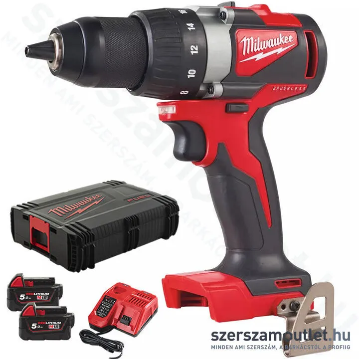 MILWAUKEE M18 BLDD2-502X Akkus fúró-csavarbehajtó, szénkefementes, HD kofferben (82Nm/2x5,0Ah/18V)