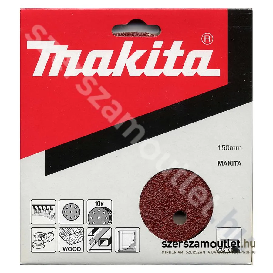 MAKITA Tépőzáras csiszolókorong piros N9 150mm K240 (10db)