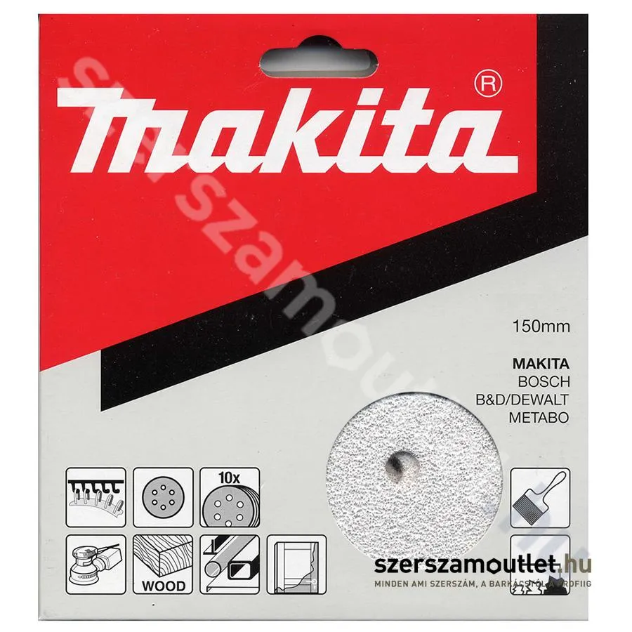 MAKITA Tépőzáras csiszolókorong fehér 150mm K320 (10db)