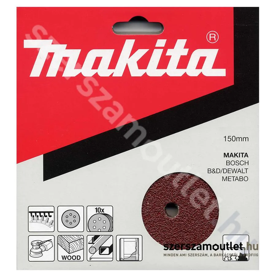 MAKITA Tépőzáras csiszolókorong piros 150mm K240 (10db)
