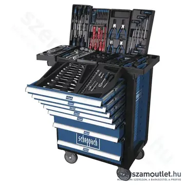 SCHEPPACH TW 1000 Műhelykocsi szerszámokkal, 236db-os, 7 fiókos