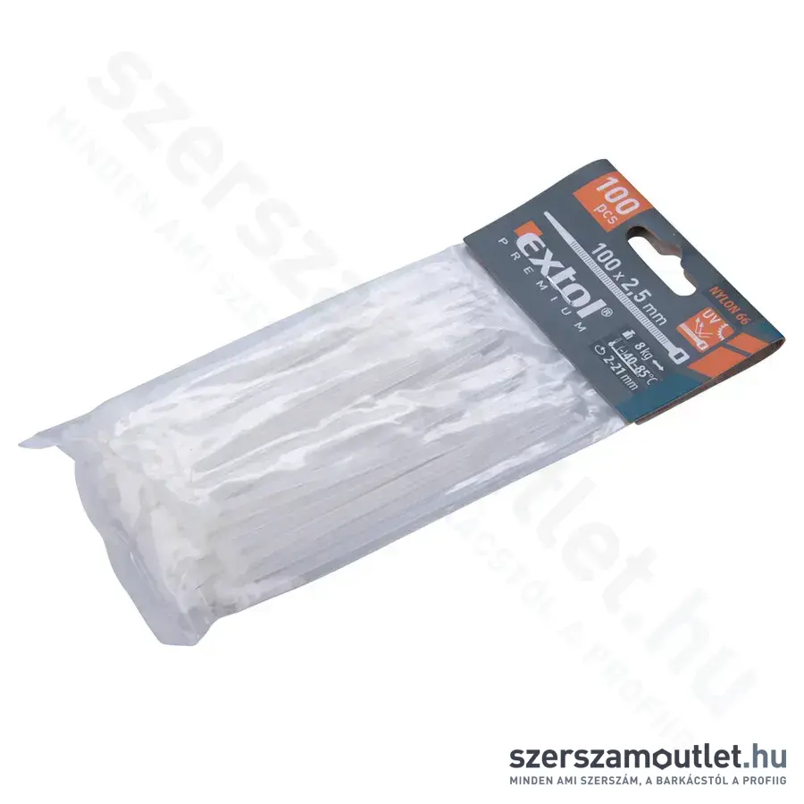 EXTOL Kábelkötegelő, fehér 2,5x100mm (100db)