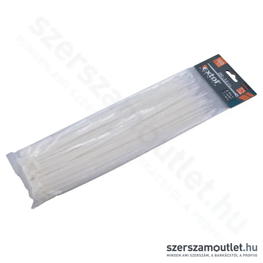 EXTOL Kábelkötegelő, fehér 3,6x280mm (100db)