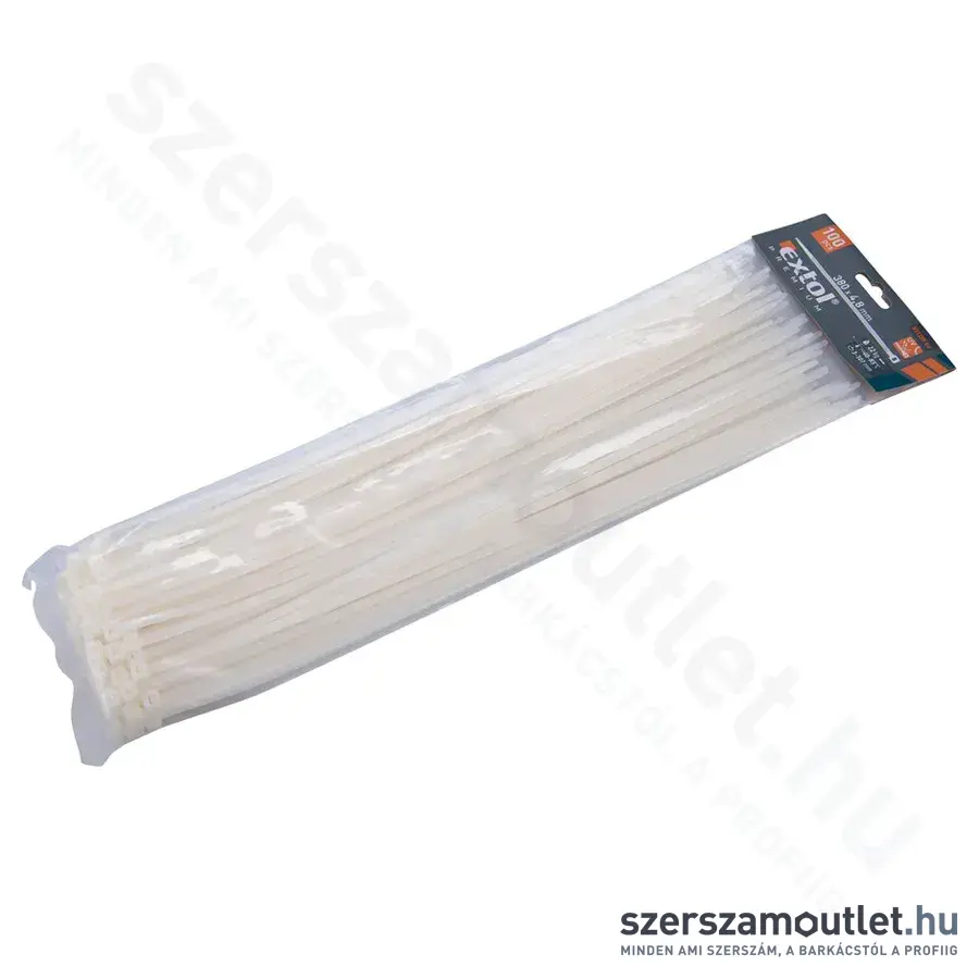 EXTOL Kábelkötegelő, fehér 4,8x380mm (100db)