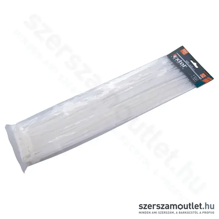 EXTOL Kábelkötegelő, fehér 4,8x400mm (100db)