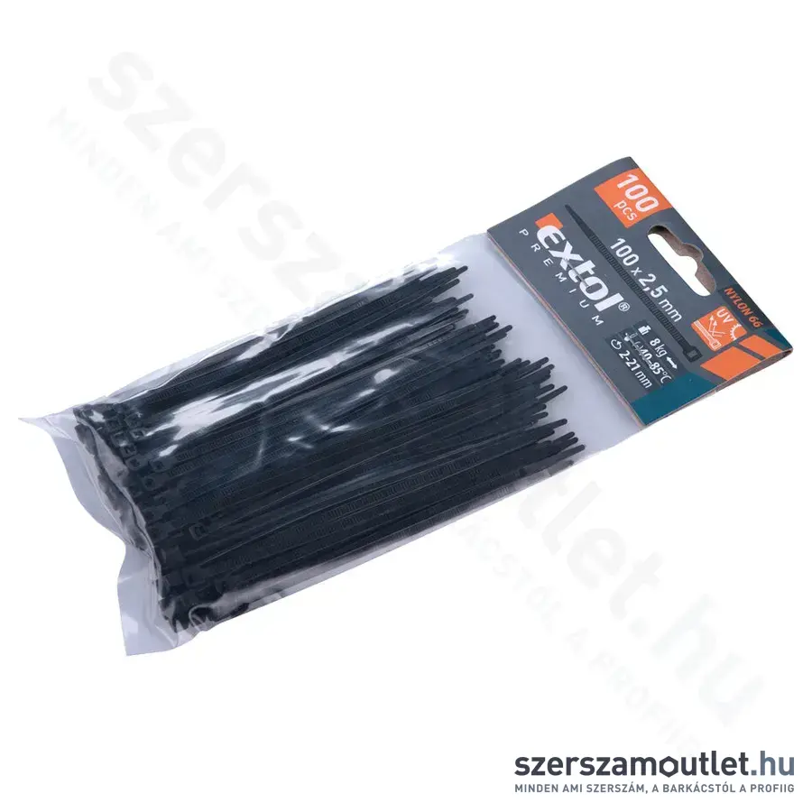 EXTOL Kábelkötegelő, fekete 2,5x100mm (100db)