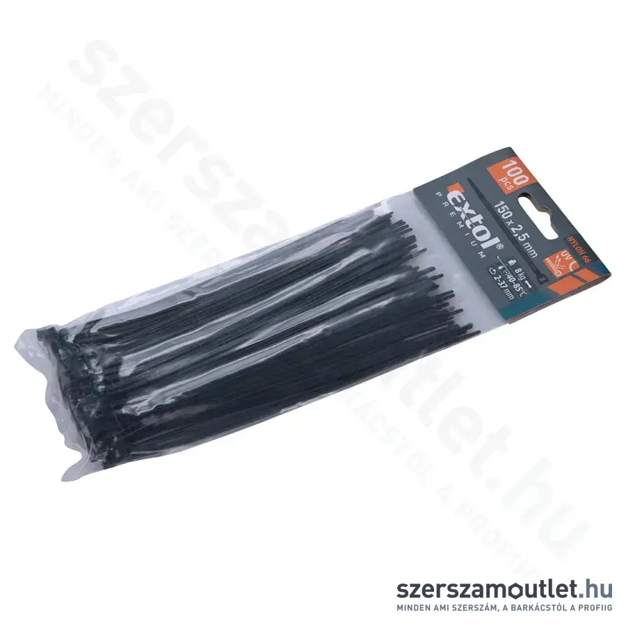EXTOL Kábelkötegelő, fekete 2,5x150mm (100db)