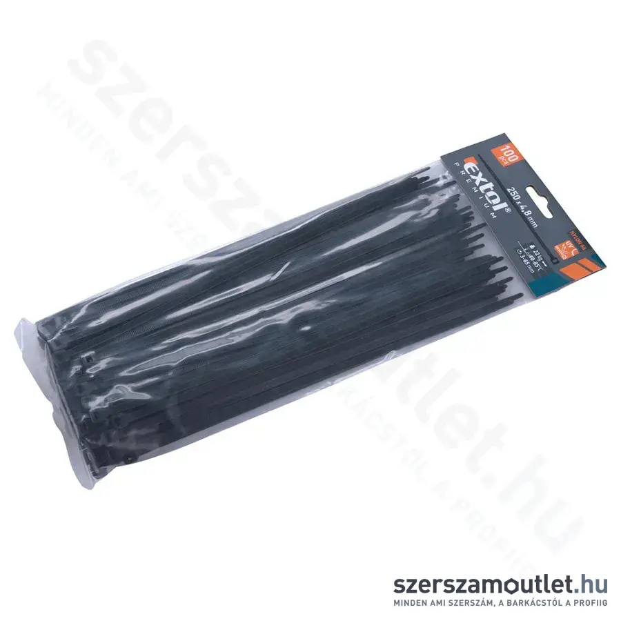 EXTOL Kábelkötegelő, fekete 4,8x250mm (100db)