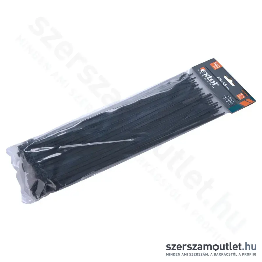 EXTOL Kábelkötegelő, fekete 4,8x300mm (100db)