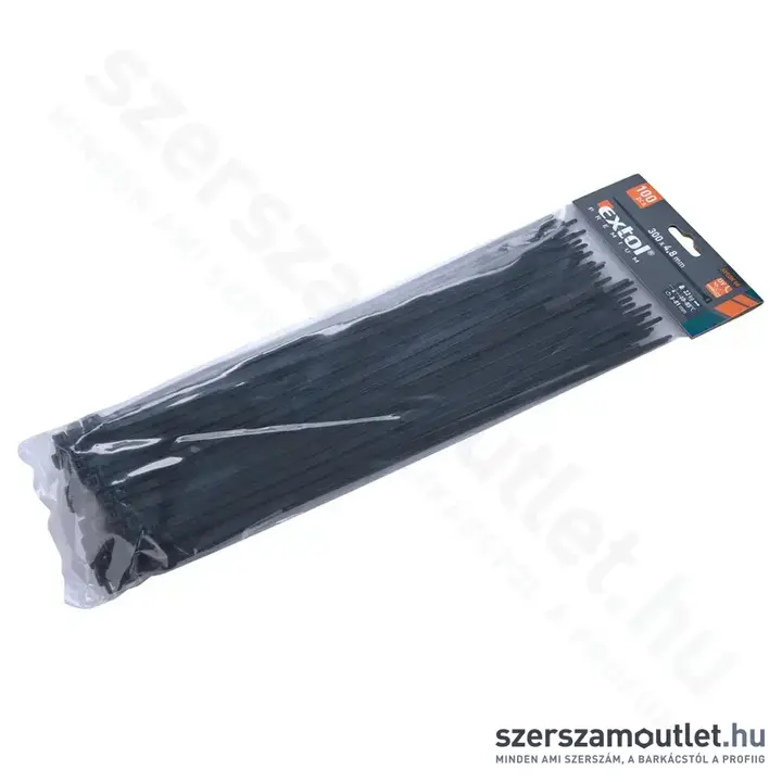 EXTOL Kábelkötegelő, fekete 4,8x300mm (100db)
