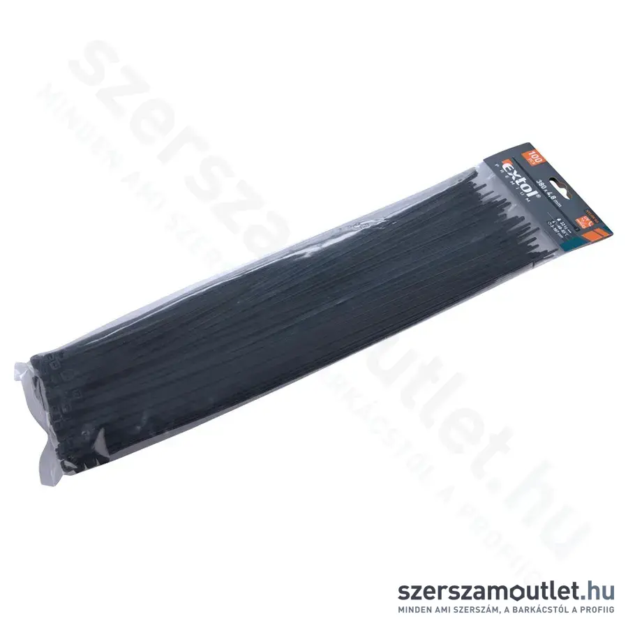 EXTOL Kábelkötegelő, fekete 4,8x380mm (100db)