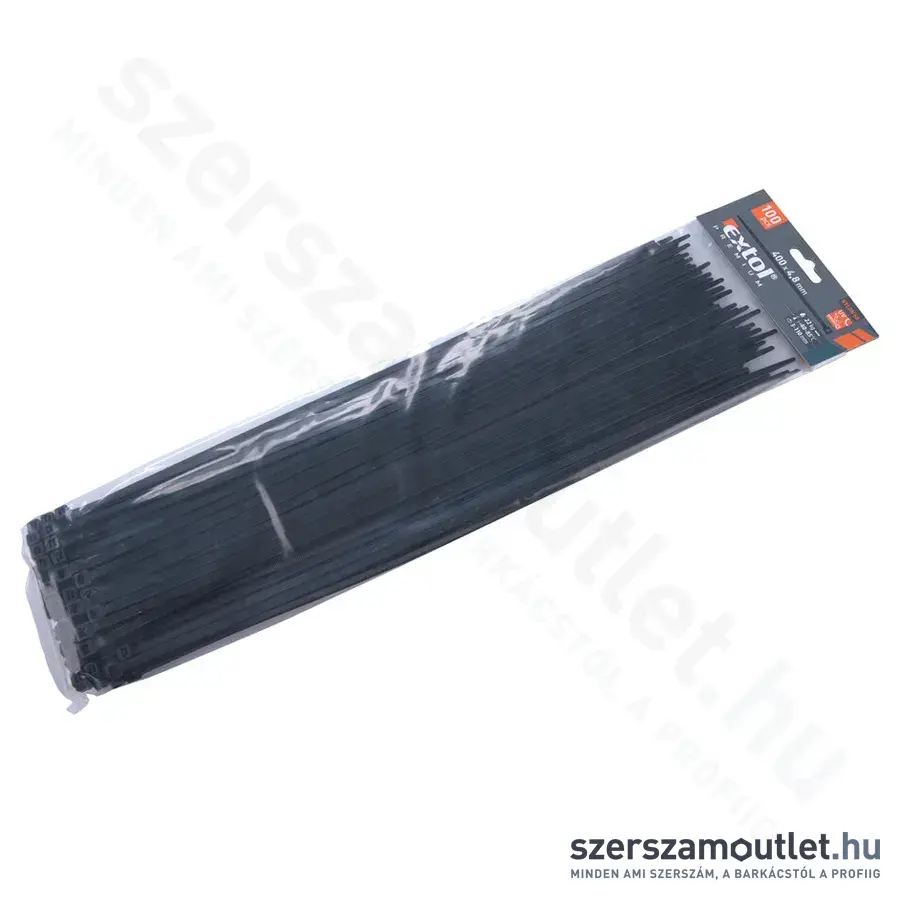 EXTOL Kábelkötegelő, fekete 4,8x400mm (100db)