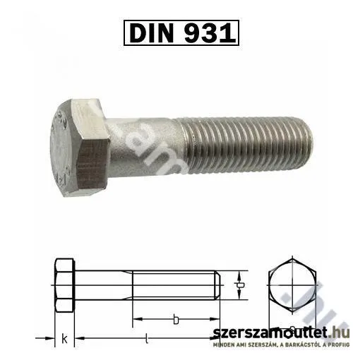 KOELNER HLF RM metrikus csavar M6x50mm Horg. DIN 931 8.8 /20db