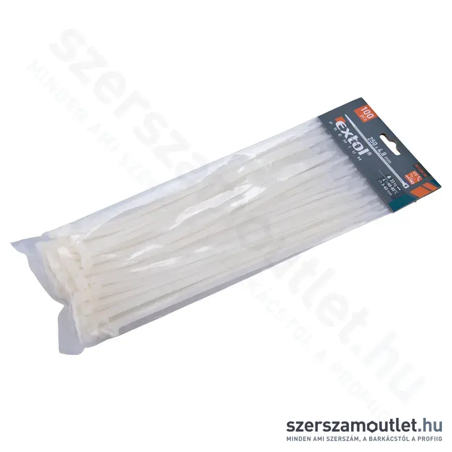EXTOL Kábelkötegelő, fehér 4,8x250mm (100db)