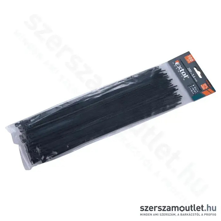 EXTOL Kábelkötegelő, fekete 3,6x280mm (100db)