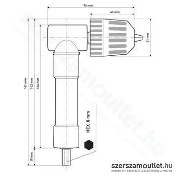 EXTOL Gyorstokmány, L-alakú 3/8" (0,8-10mm)