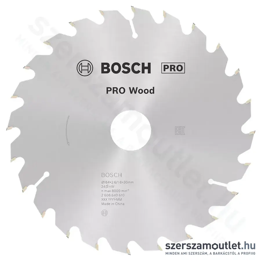 BOSCH Optiline Wood körfűrészlap kézi körfűrészekhez, 184x2,6/1,6x30mm 24 fog