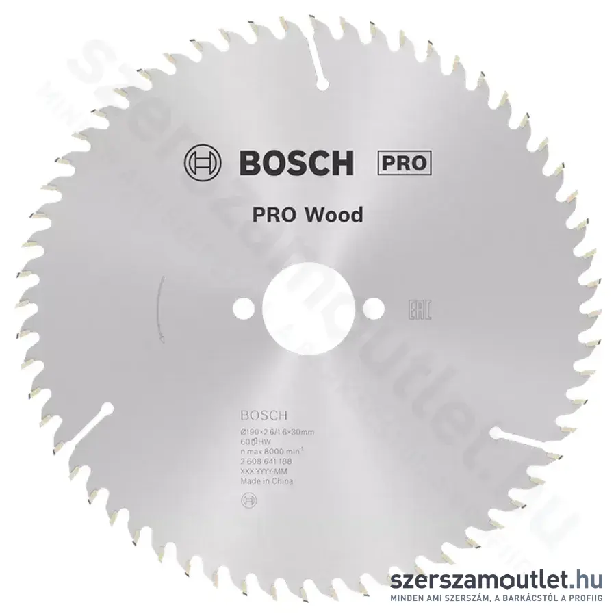 BOSCH Optiline Wood körfűrészlap kézi körfűrészekhez, 190x2,6/1,6x30mm 60 fog