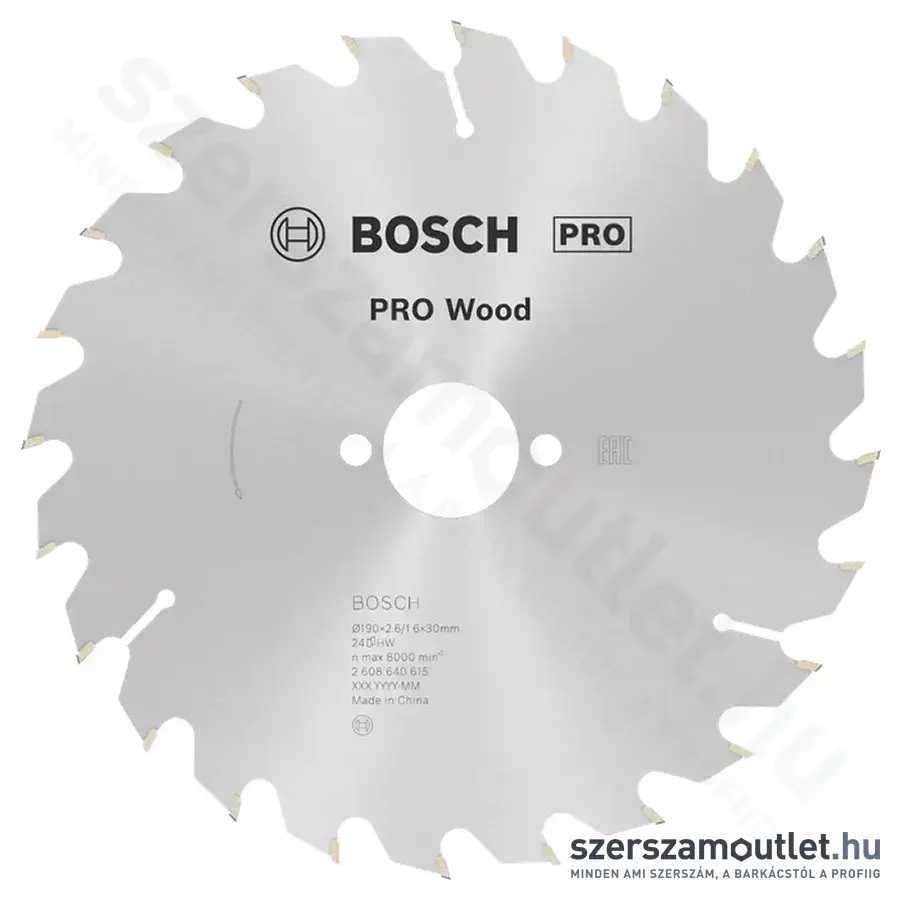BOSCH Optiline Wood körfűrészlap kézi körfűrészekhez, 190x2,6/1,6x30mm 24 fog