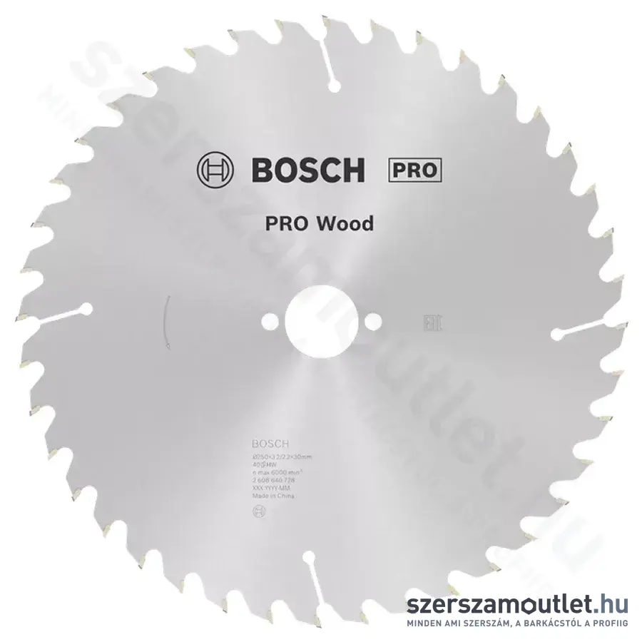 BOSCH Optiline Wood körfűrészlap kézi körfűrészekhez, 250x3,2/2,2x30mm 40 fog