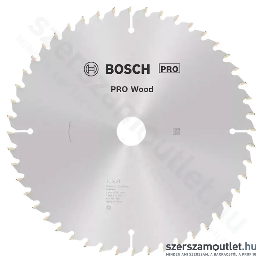 BOSCH Optiline Wood körfűrészlap leszabó és gérvágó fűrészekhez, 260x3,2/2,2x30mm 48 fog
