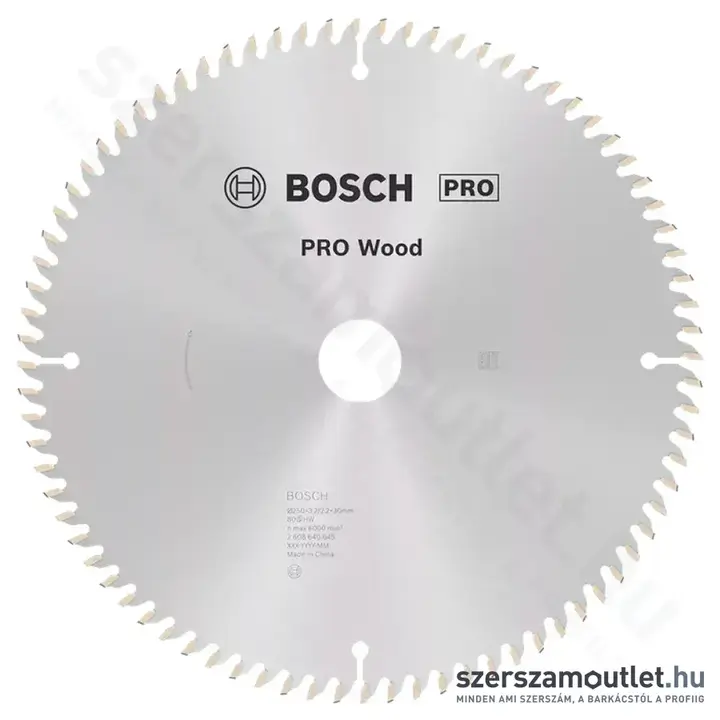 BOSCH Optiline Wood körfűrészlap leszabó és gérvágó fűrészekhez, 250x3,2/2,2x30mm 80 fog