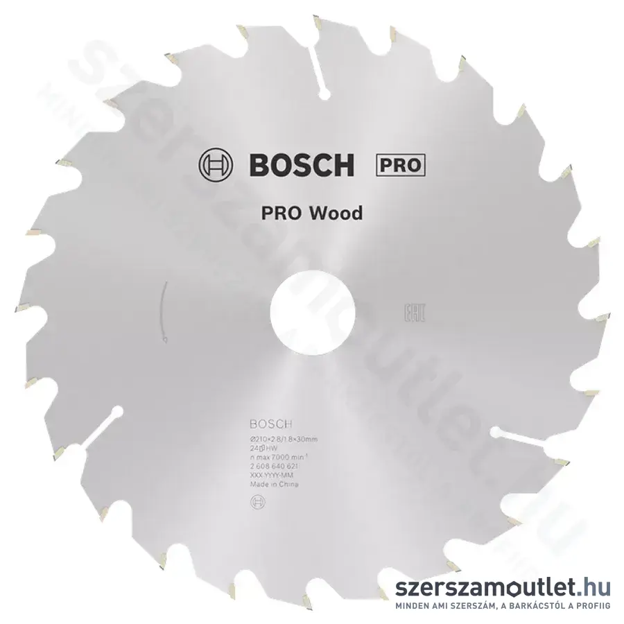 BOSCH Optiline Wood körfűrészlap kézi körfűrészekhez, 210x2,8/1,8x30mm 24 fog