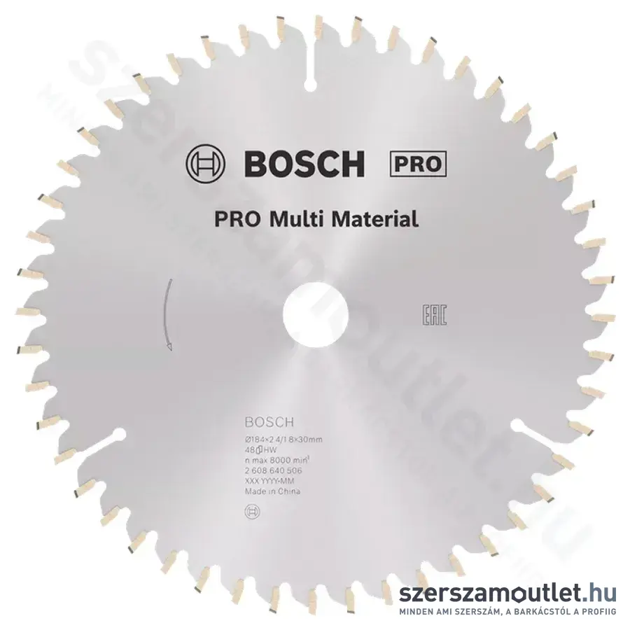 BOSCH Multi Material körfűrészlap kézi körfűrészhez, 184x2,4/1,8x30mm 48 fog, HLTCG