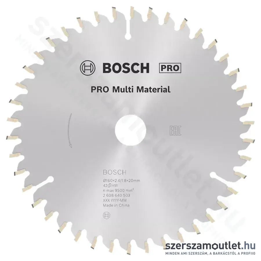 BOSCH Multi Material körfűrészlap kézi körfűrészhez, 160x2,4/1,8x20/16 42 fog, HLTCG