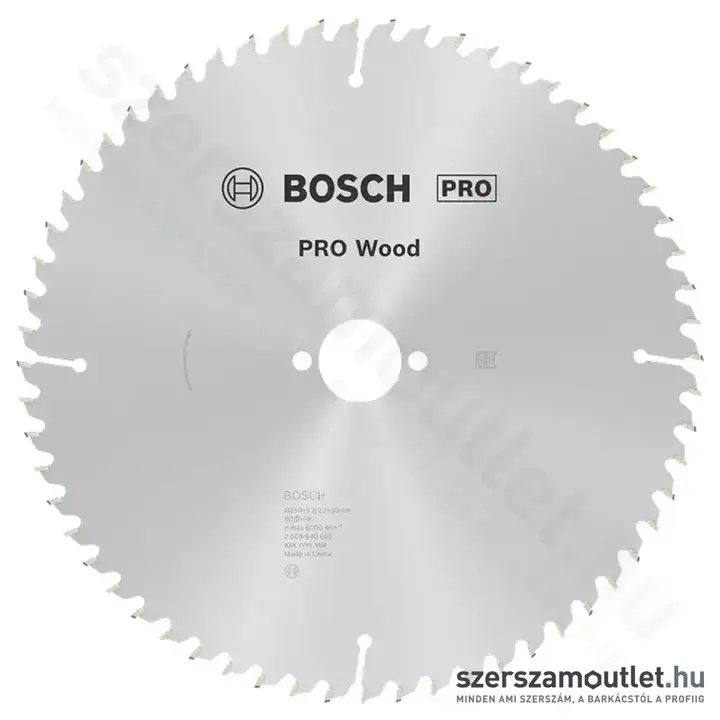 BOSCH Optiline Wood körfűrészlap asztali körfűrészekhez, 250x3,2/2,2x30mm 60 fog