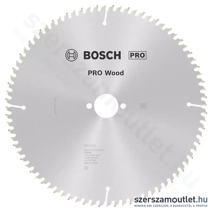 BOSCH Optiline Wood körfűrészlap asztali körfűrészekhez, 250x3,2/2,2x30mm 80 fog