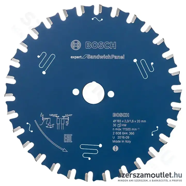 BOSCH Expert for SandwichPanel körfűrészlap 165x2,0/1,6x30mm 30 fog
