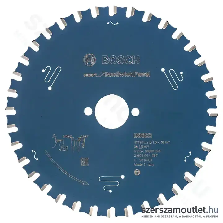 BOSCH Expert for SandwichPanel körfűrészlap 190x2,0/1,6x30mm 36 fog