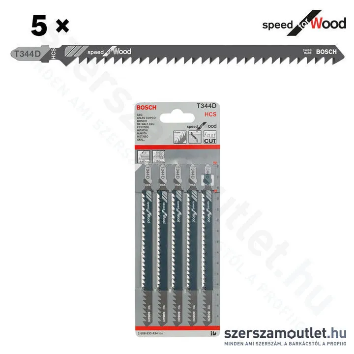 BOSCH T 344 D Speed for Wood szúrófűrészlap 152mm [5db/csomag] (2608633A34)