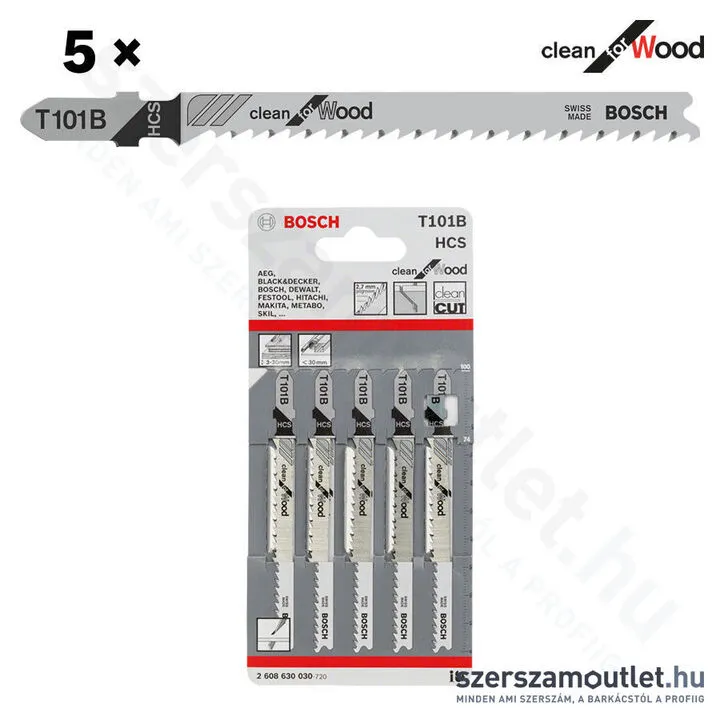 BOSCH T 101 B Clean for Wood szúrófűrészlap 100mm [5db/csomag] (2608630030)