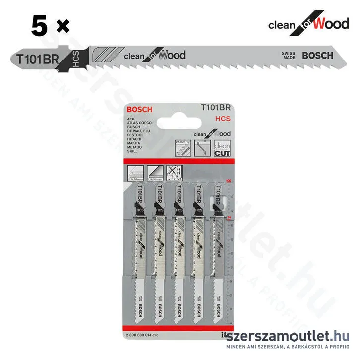 BOSCH T 101 BR Clean for Wood szúrófűrészlap 100mm [5db/csomag] (2608630014)