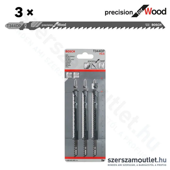 BOSCH T 344 DP Precision for Wood szúrófűrészlap 152mm [3db/csomag] (2608633A32)