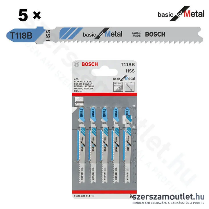 BOSCH T 118 B Basic for Metal szúrófűrészlap 92mm [5db/csomag] (2608631014)