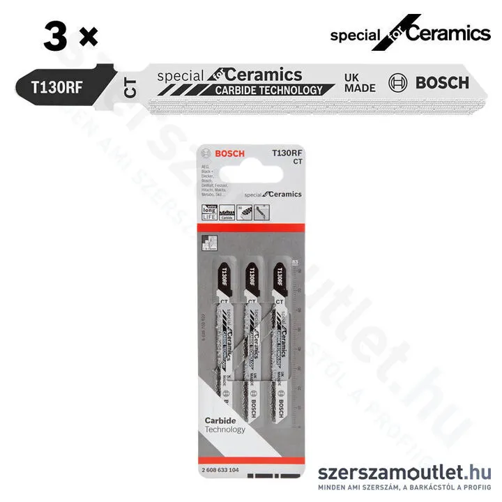 BOSCH T 130 RF Special for Ceramics keményfém szemcsés szúrófűrészlap 83mm [3db/csomag] (2608633104)