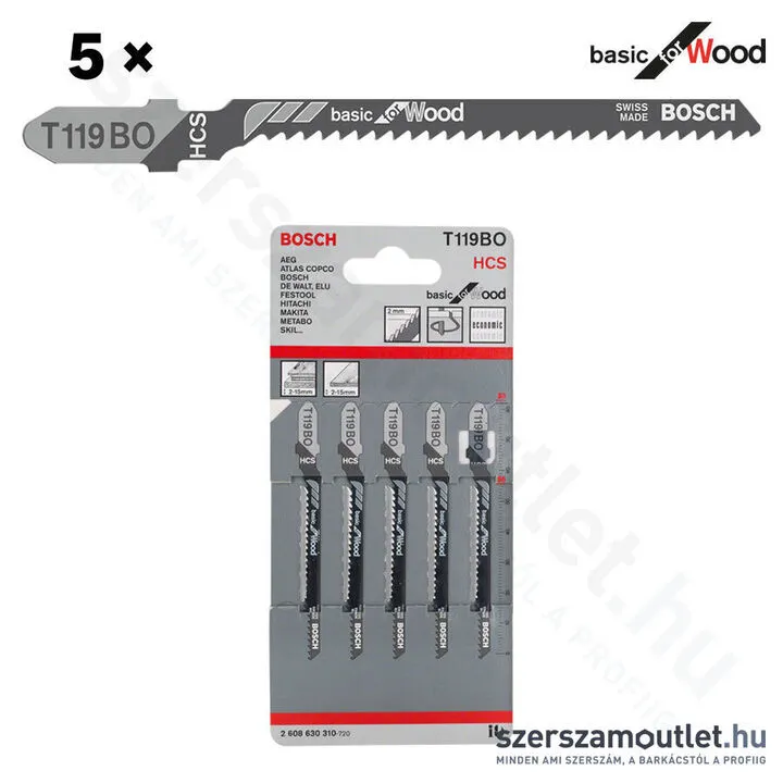 BOSCH T 119 BO Basic for Wood szúrófűrészlap 83mm [5db/csomag] (2608630310)