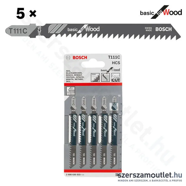 BOSCH T 111 C Basic for Wood szúrófűrészlap 100mm [5db/csomag] (2608630033)
