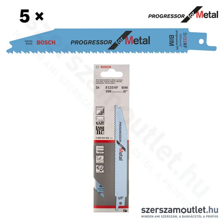 BOSCH S 123 XF Progressor for Metal szablyafűrészlap 150x19x0,9 [5db/csomag] (2608654402)