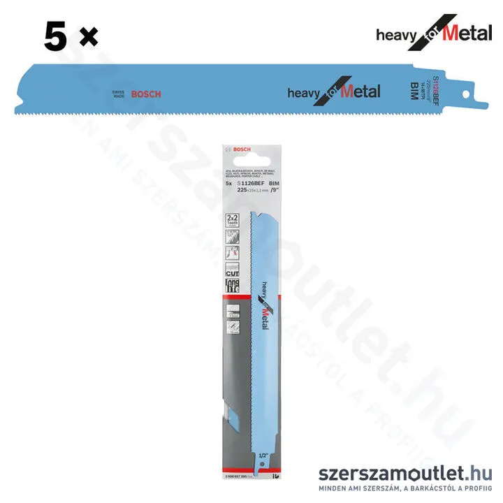 BOSCH S 1126 BEF Heavy for Metal szablyafűrészlap 225x25x1,1mm [5db/csomag] (2608657395)