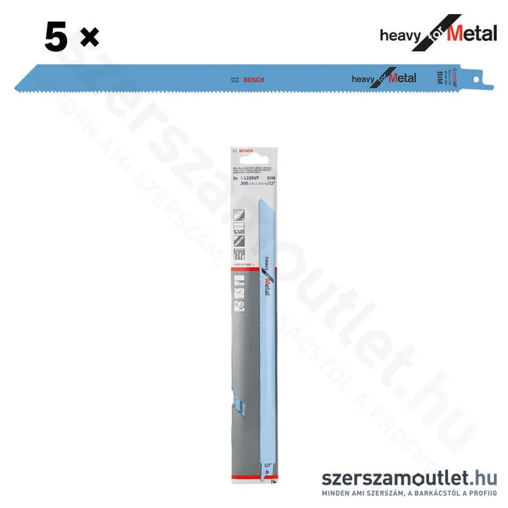 BOSCH S 1225 VF Heavy for Metal szablyafűrészlap 300x19x1,25mm [5db/csomag] (2608657409)