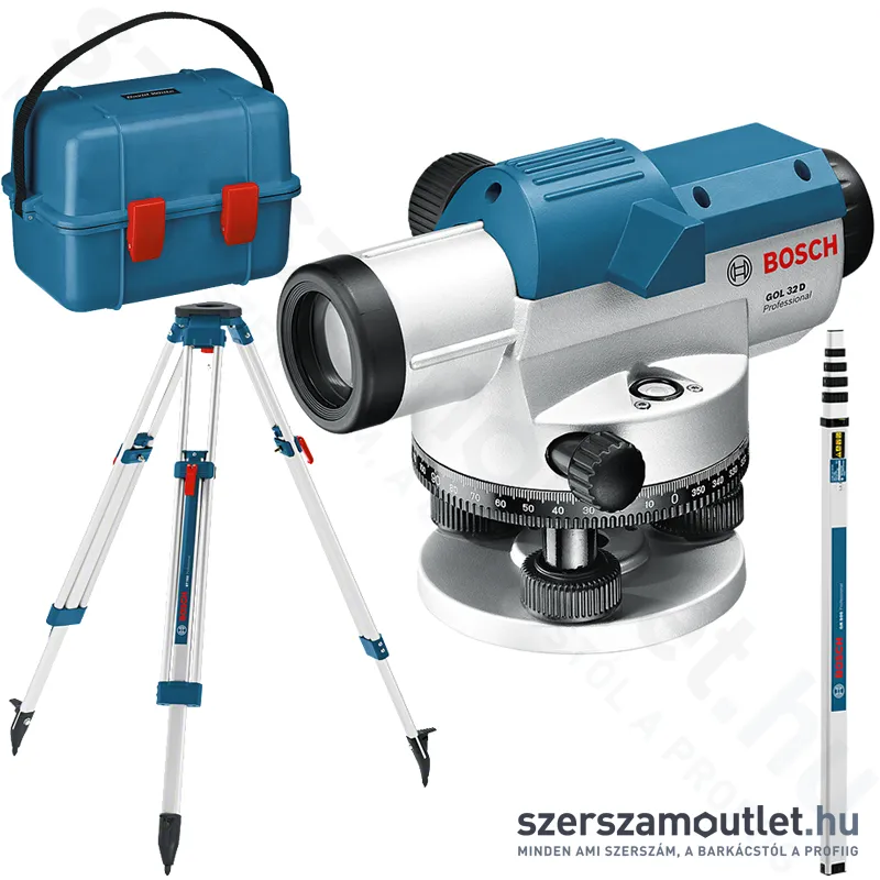BOSCH GOL 32 D Optikai szintező + BT 160 Állvány + GR500 Mérőléc (06159940AX)