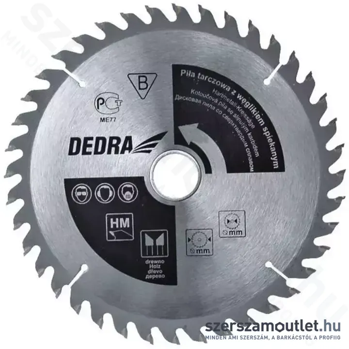 DEDRA Karbidos körfűrészlap fához 250x30mm T40 (H25040)