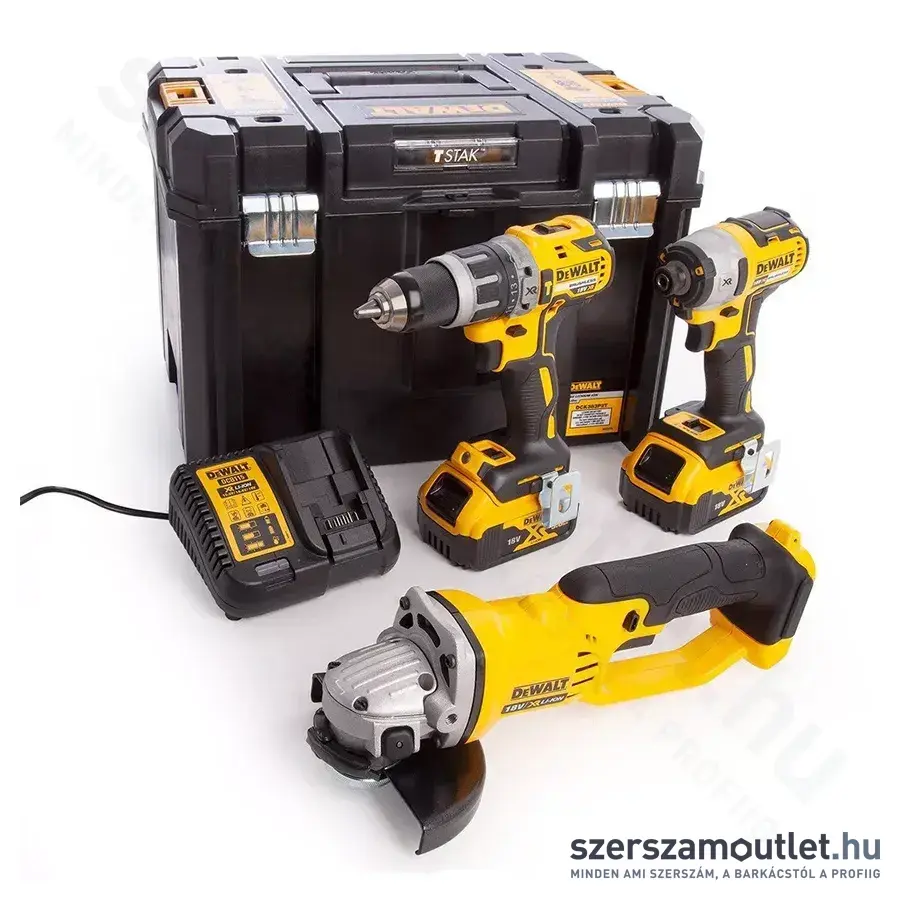 DEWALT DCK383P2T-QW Akkus gépszett DCD796 + DCF887 + DCG412, TSTAK kofferben (2x5,0Ah/18V)