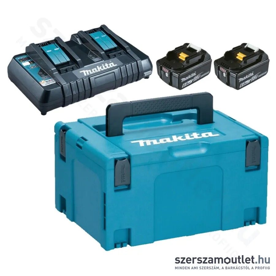 MAKITA Akku szett 18V (2x6,0Ah Li-ion BL1860B akku + DC18RD töltő + MAKPAC III koffer)