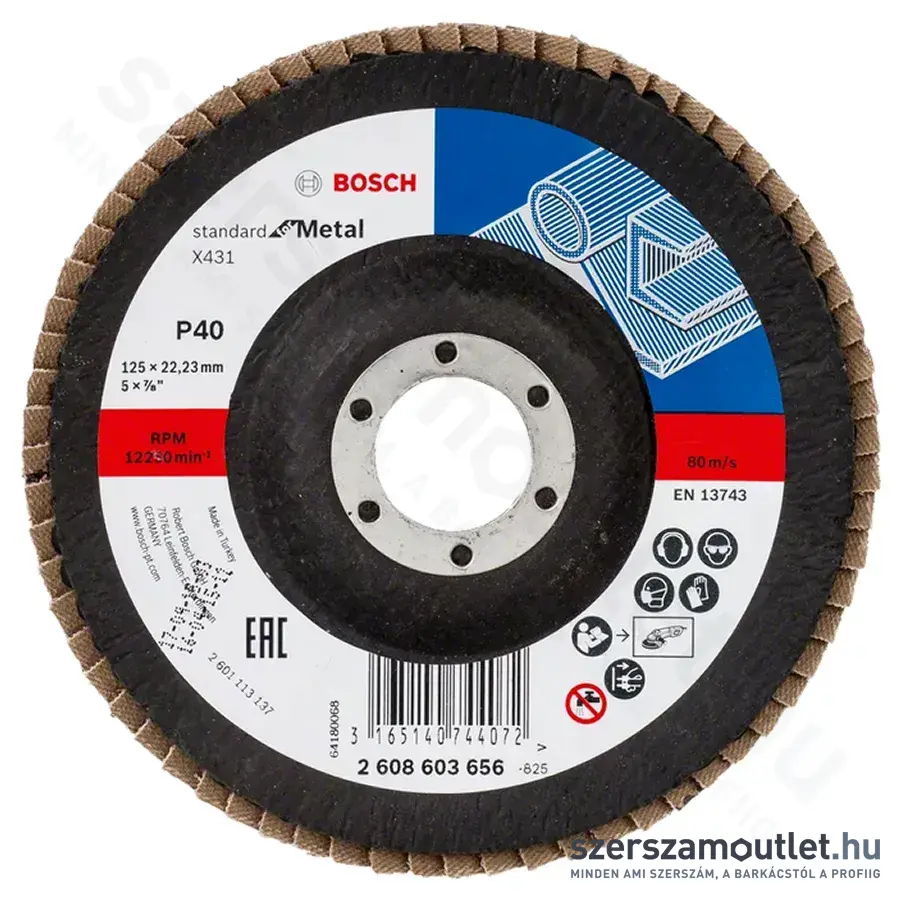 BOSCH Standard for Metal X431 Alox legyezőtárcsa 125x22,23mm/P40